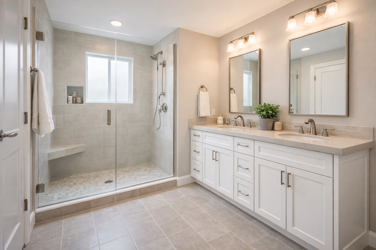 Carson City bathroom layout image with improved shower space, vanity storage, and better circulation in a remodeled home