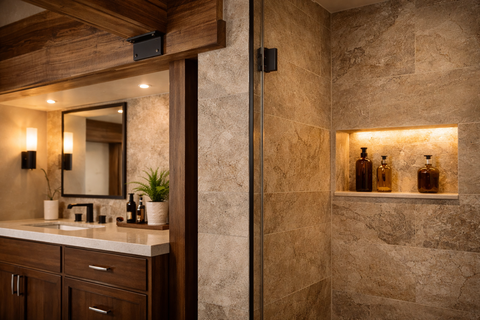 Incline Village bathroom layout image with improved shower space, vanity storage, and better circulation in a remodeled home