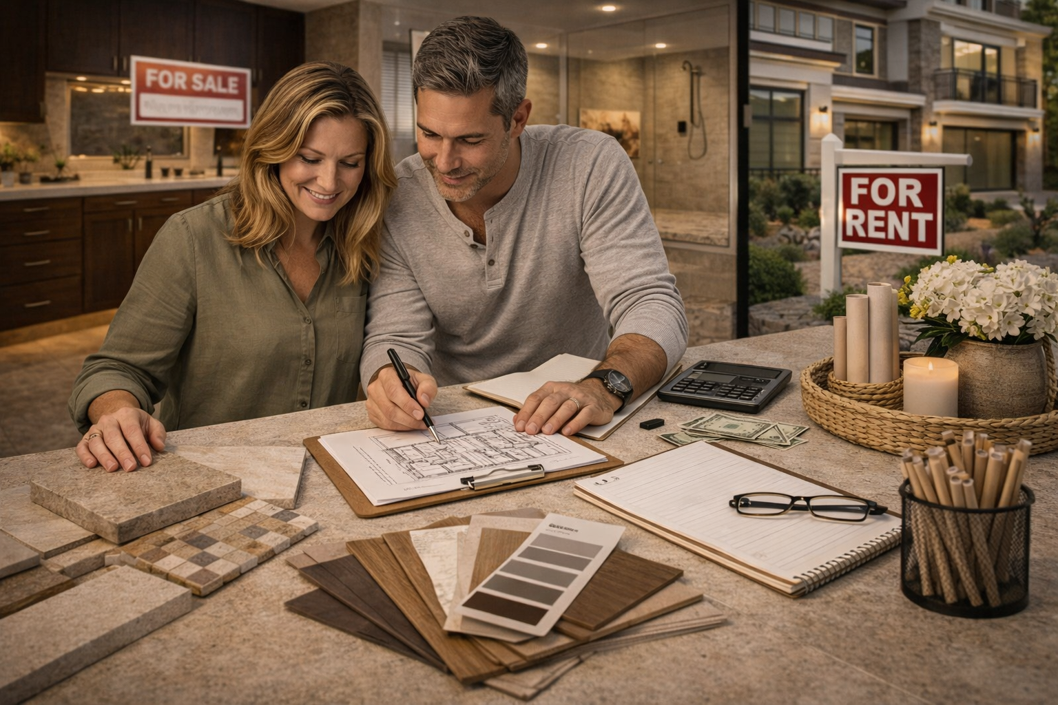 Las Vegas bathroom remodel planning image focused on budget priorities, upgrade decisions, resale value, and finish selections