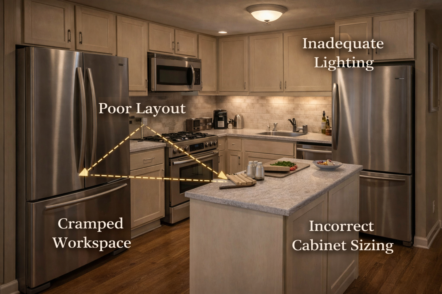 Kitchen remodel mistakes such as weak layout planning, poor storage choices, appliance clearance issues, and finish mismatches