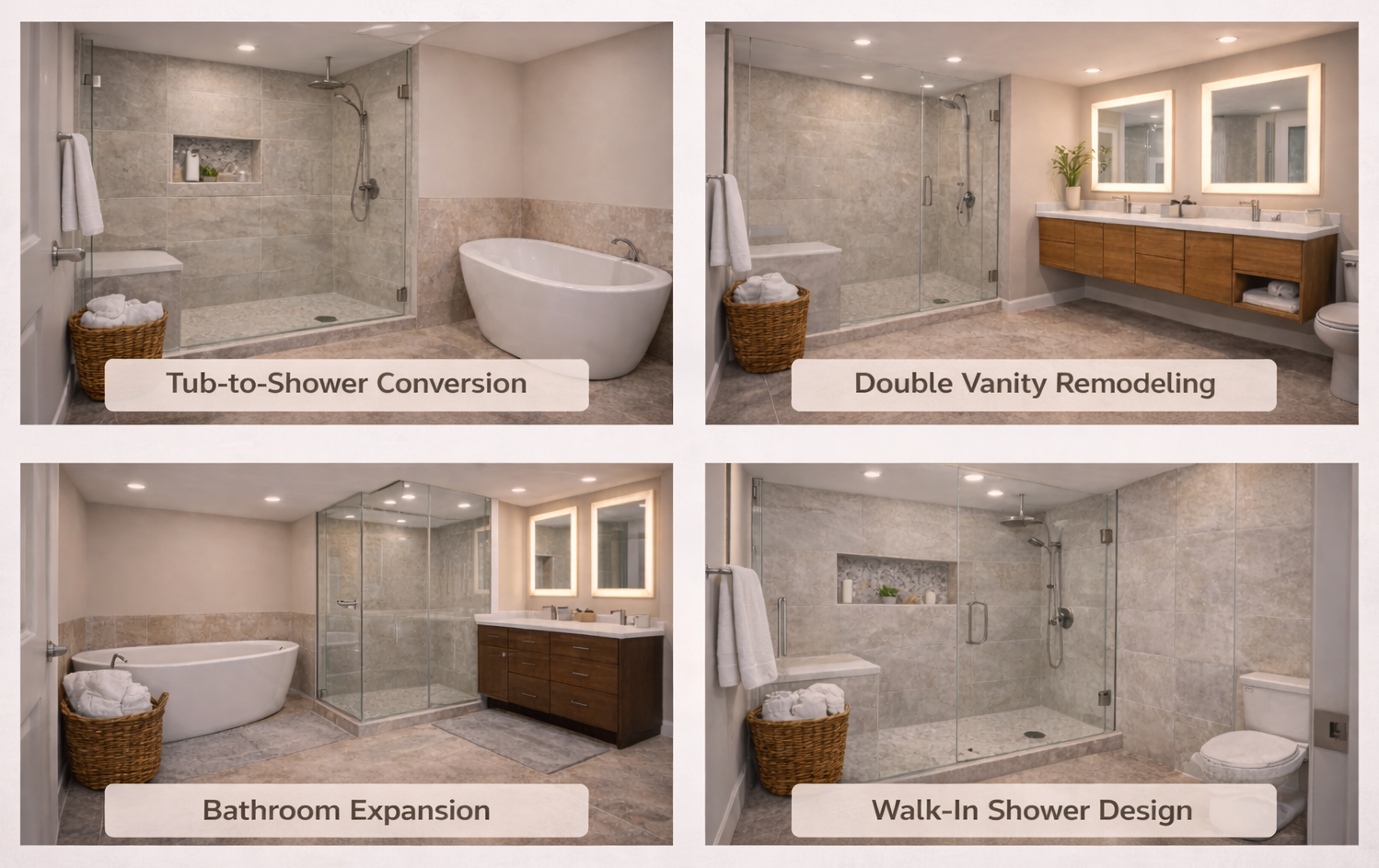 Related bathroom layout change topics covering vanity moves, tub-to-shower conversions, storage planning, and plumbing coordination