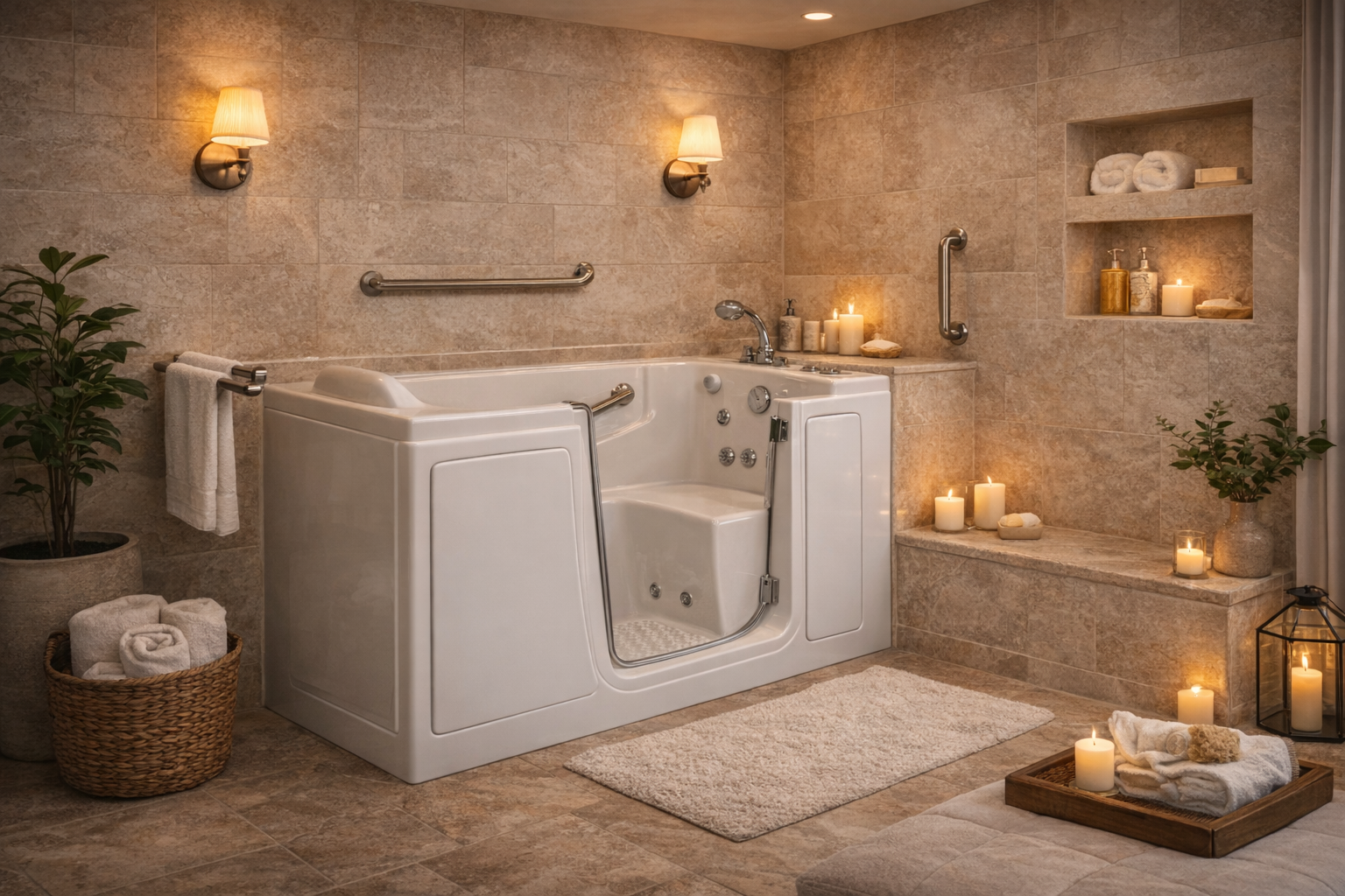 Walk-in Bathtub with bathtub, tub, surround, fixtures