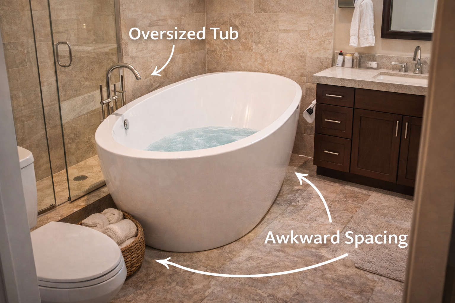 Soaking tub mistakes such as poor clearance planning, weak floor support, awkward faucet placement, and oversized tub selection
