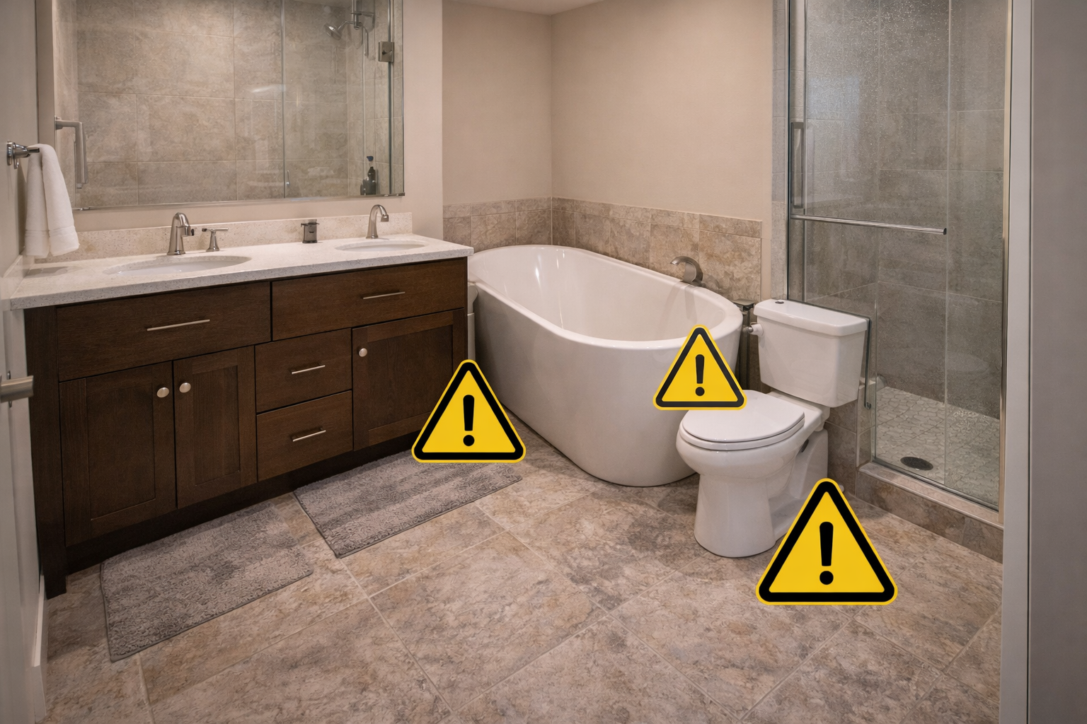 Bathroom layout change mistakes such as poor clearance planning, unnecessary plumbing moves, weak storage placement, and cramped fixture spacing