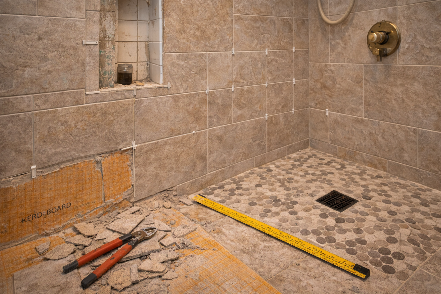 Shower tile mistakes such as poor waterproofing, uneven layout, awkward cuts, bad slope, and weak grout selection