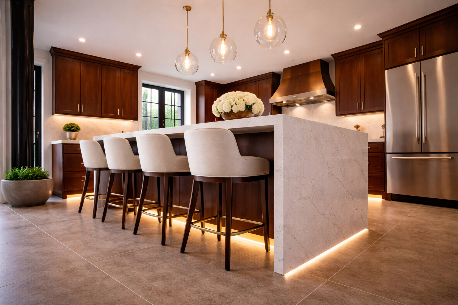 Types of kitchen island remodels placeholder image with prep island seating island storage island sink and waterfall edge context