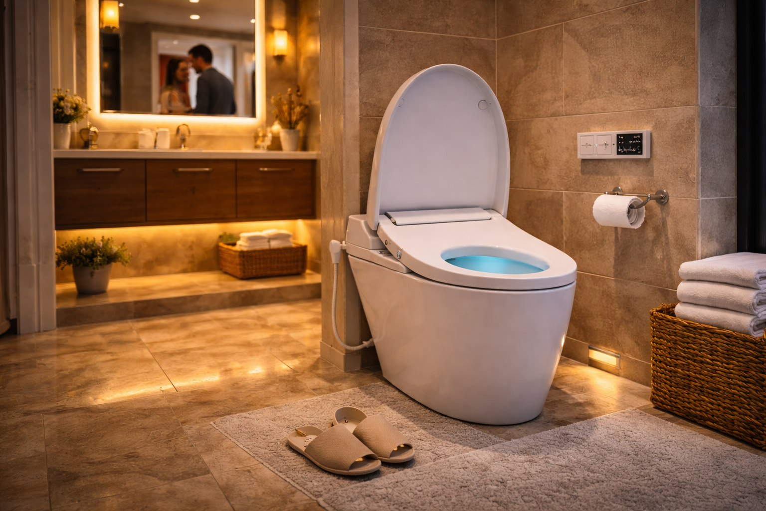 Smart toilet used in a bathroom remodel where comfort features, hygiene upgrades, and convenience matter