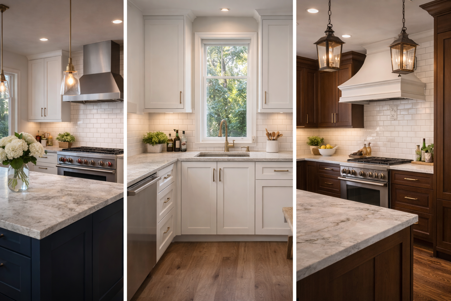 Subway tile backsplash in a kitchen remodel with classic styling and easy-clean wall coverage