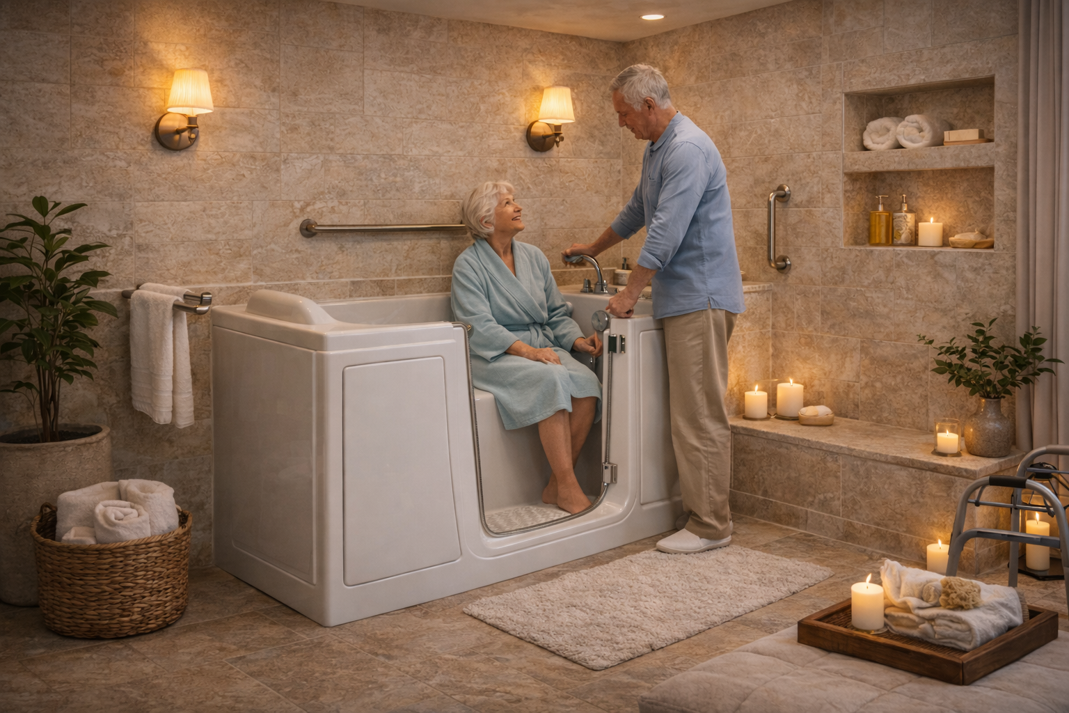 Walk-in Bathtub with sense, bathtub, tub, surround
